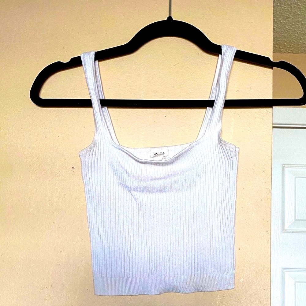 Garage White Ribbed Tank Top